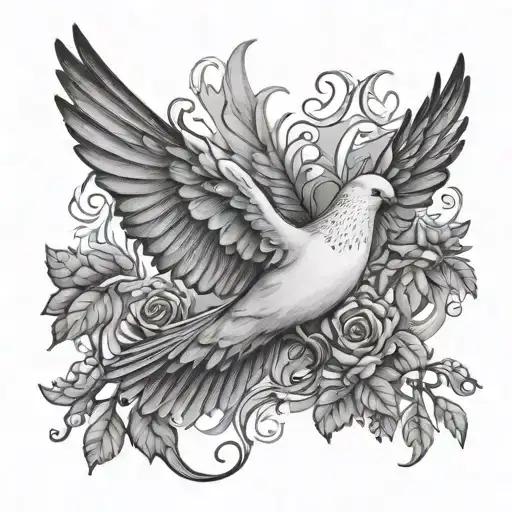 Dove Landing Open Wings