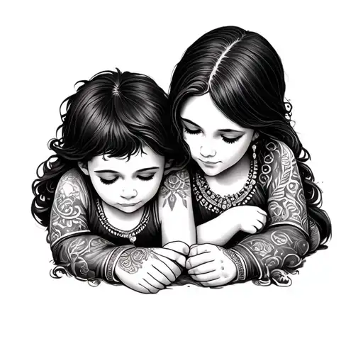 Mother And Boy Laying Side By Side Mala Necklace That Wraps Around Wrist