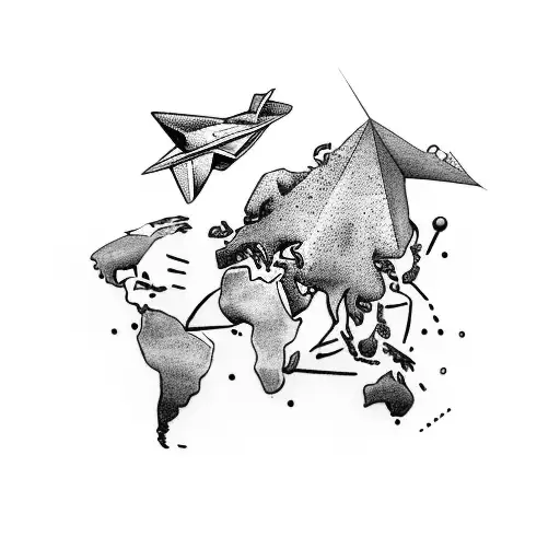 Earth Wear Chef Cap And Paper Plane Travel Around