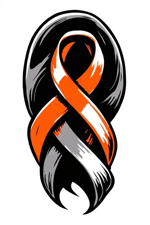 Kidney Cancer Orange Ribbon Intertwined With Strength Symbol
