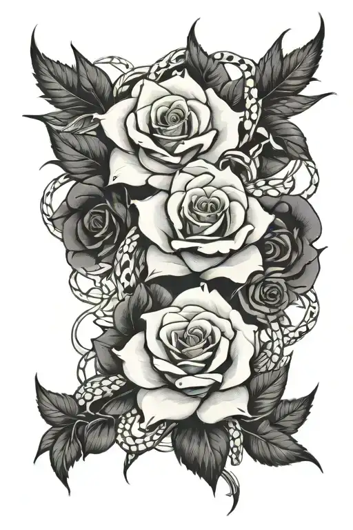Spine Tattoo For Women Of A Rose With A Snake Wrapped Around It Going Down The Back