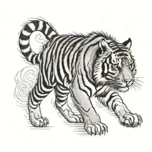 Tiger Walking Glowing Eyes