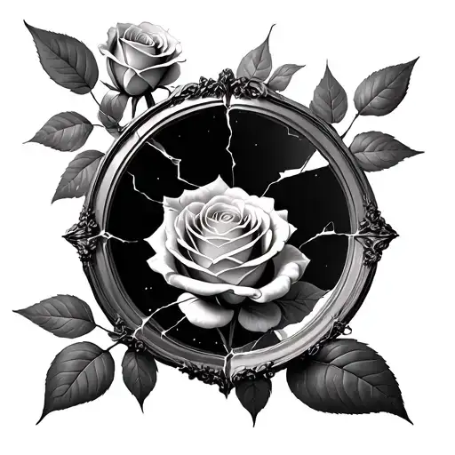 Broken Mirror Roses Growing Through It