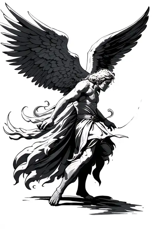 Fighting Angel Eith Big Wing Spread