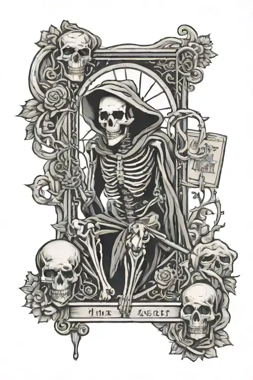 The Hermit Tarot Card Skeleton
