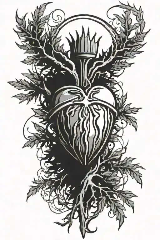 Sacred Heart Of Christ And Cedar Tree Branch