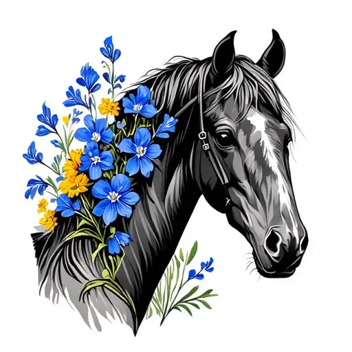 Arabian Horse Outline Made Of Blue Bonnets Incorporated