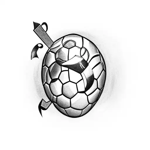 A Black-grey Tattoo Of A Soccer Player Holding A Bag Of Money