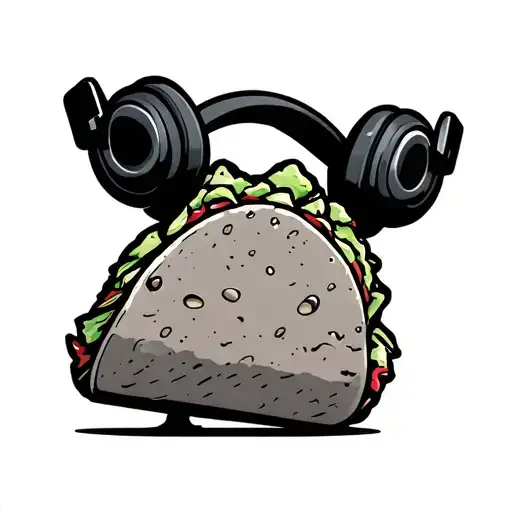 Cartoon Taco Wearing Headphones