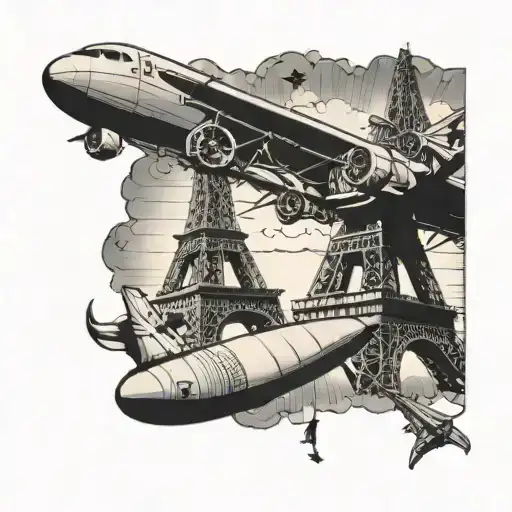 Eiffel Tower And Airplane