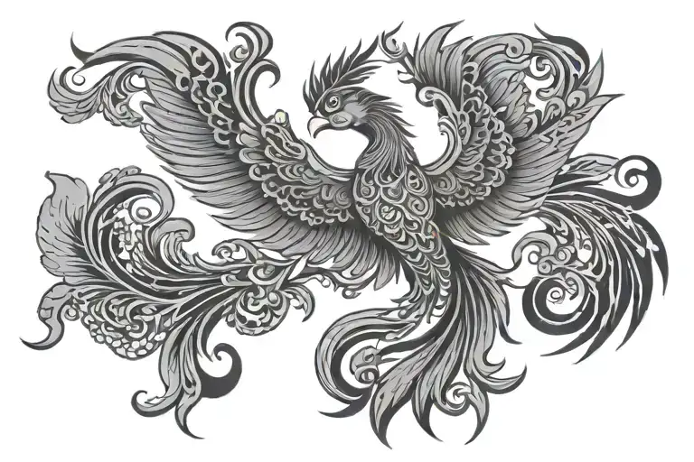Phoenix With Indonesian Batik Art Style