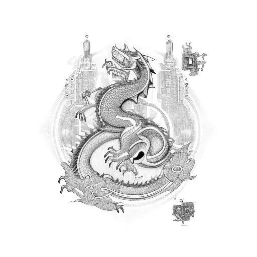 A Computer Motherboard With Dragon Motifs As Circuit Traces