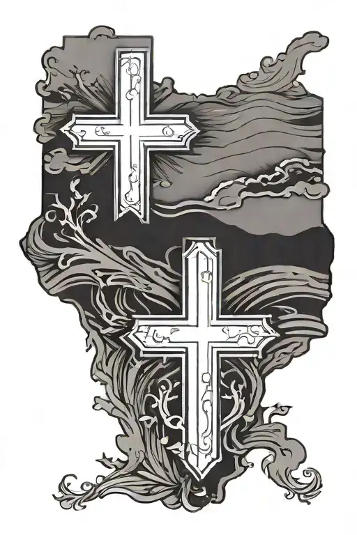 Texas Outline With A Cross