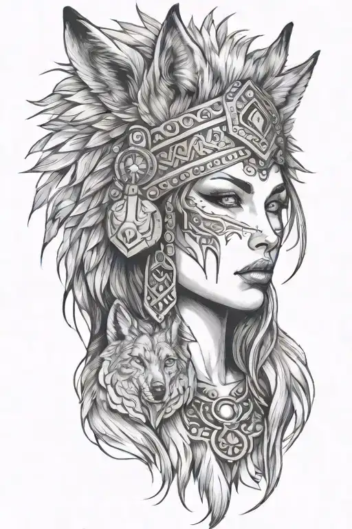 Women With A Wolf Headdress