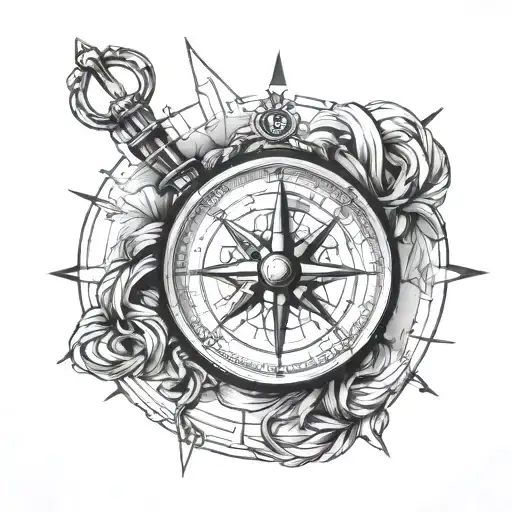 Compass With Rope And Chart Lines