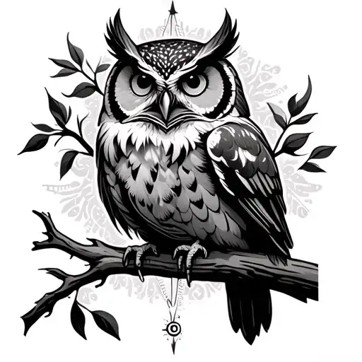 Compass Owl Perched On A Branch