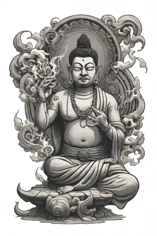 Angry Sivan And Calm Buddha Pose And Smokes