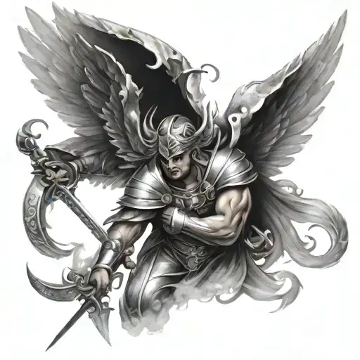 A Powerful Angelic Warrior With Christian Symbolism And Heavenly Wings