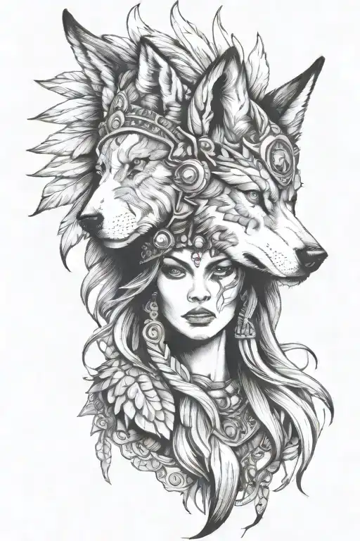 Women With A Wolf Headdress