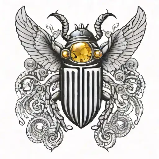 Egyptian Scarab With Citrine Jewel Above It