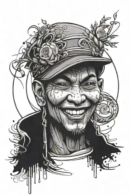 Make Something That Has Half A Smile And Half A Frown On There Face And Make It Circle The Body