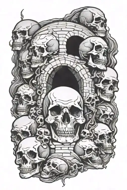 Catacombs Tomb Full Of Skulls Looking Dreadful Gothic Style