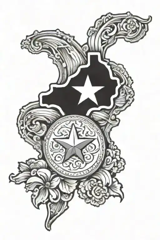 Texas State Outline With A Cross