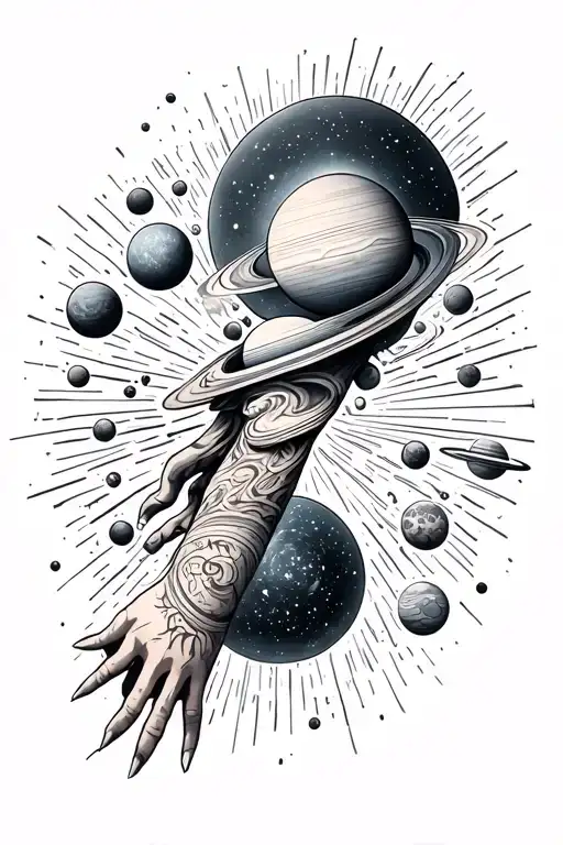Greek Space Got Arm Tattoo With Galaxies And Solar System