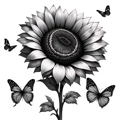 Sunflower Butterflies Fluttering Sleeve