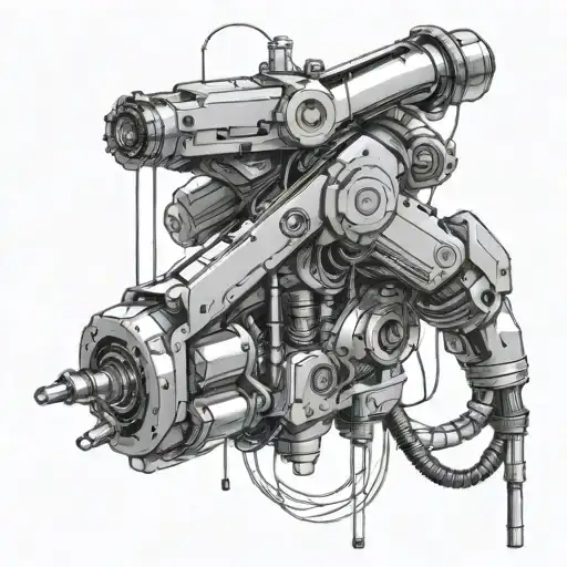 Cyberpunk Robotic Arm With Augments And Wires