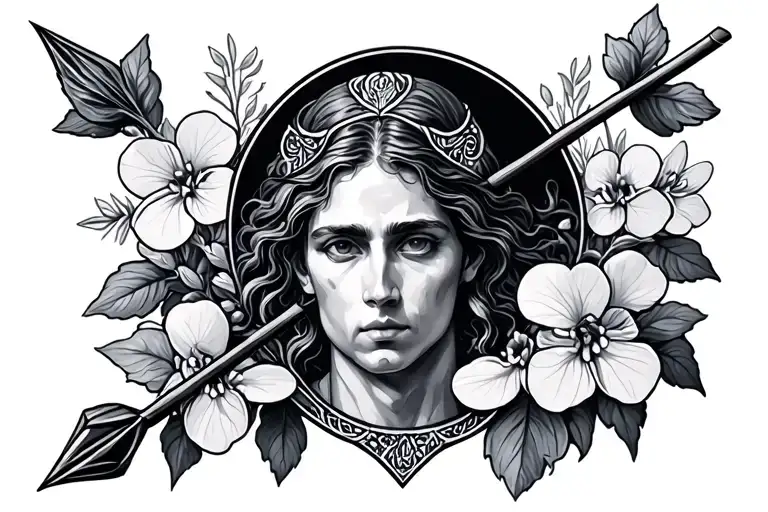 Sagitarius Arrow Surrounded By Violets