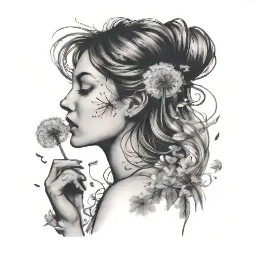 Girl Blowing Dandelion