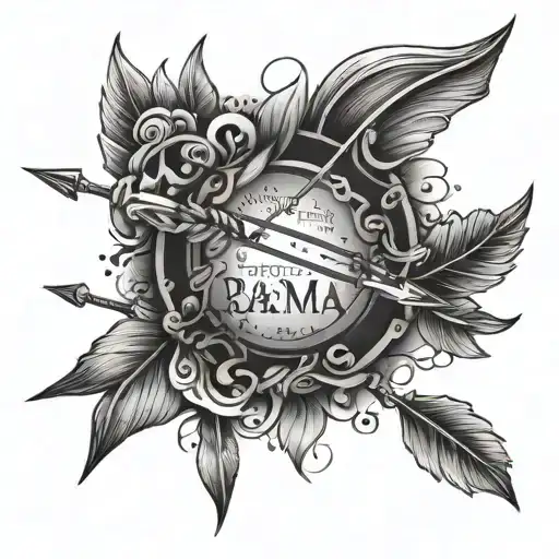 Bow And Arrow With Name Rama In Hindi Text