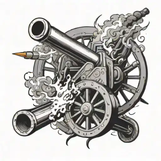 Cannon Shooting Surrounded By Fire