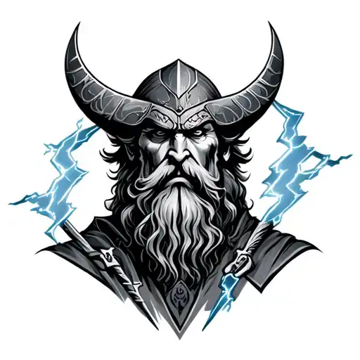 Odin With Thunder Lightning
