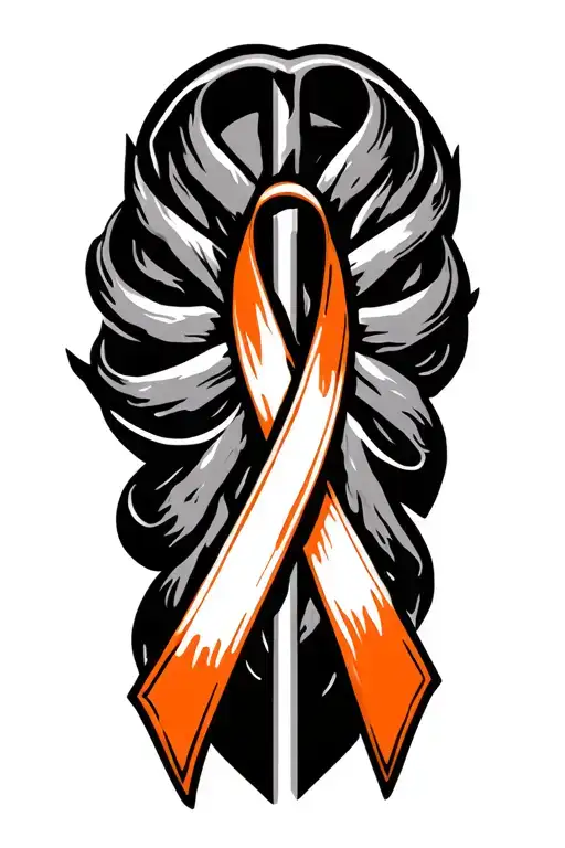 Kidney Cancer Orange Ribbon Intertwined With Strength Symbol