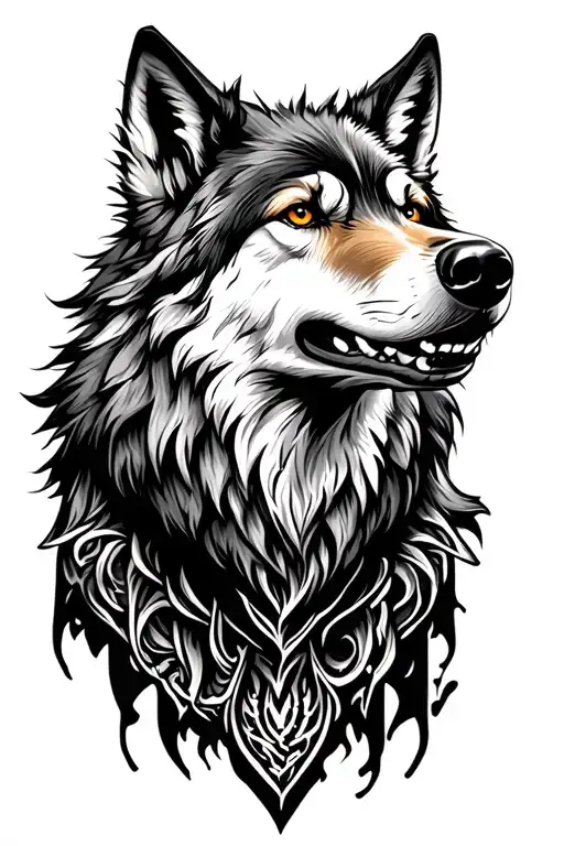 Detailed Wolf Head