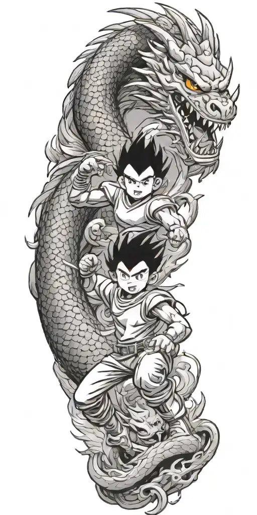 Astroboy Battling A Chinese Dragon In A Futuristic Setting