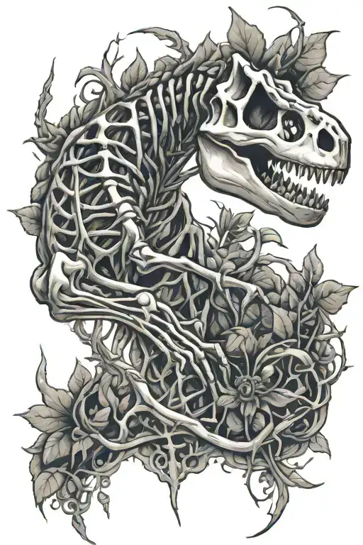 Dinosaur Skeleton With Vines Wrapping