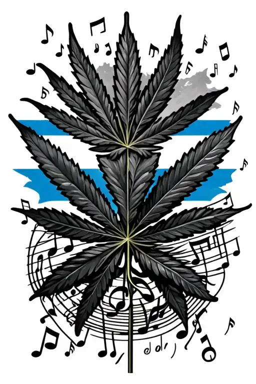 Music Notes With 420 Weed And Curacao Ngflag Covering The Whole Th