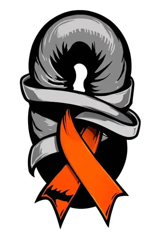 Kidney Cancer Orange Ribbon Intertwined With Strength Symbol
