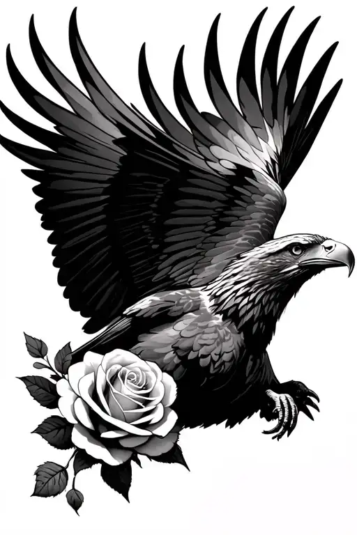 Eagle In Flight With A Rose In The Talons