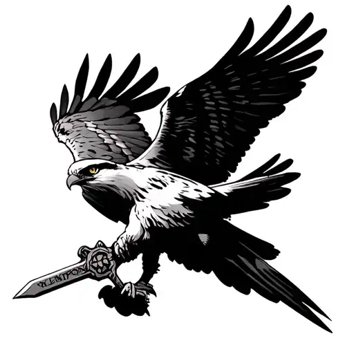 Osprey Wielding A Claymore Sword Flying