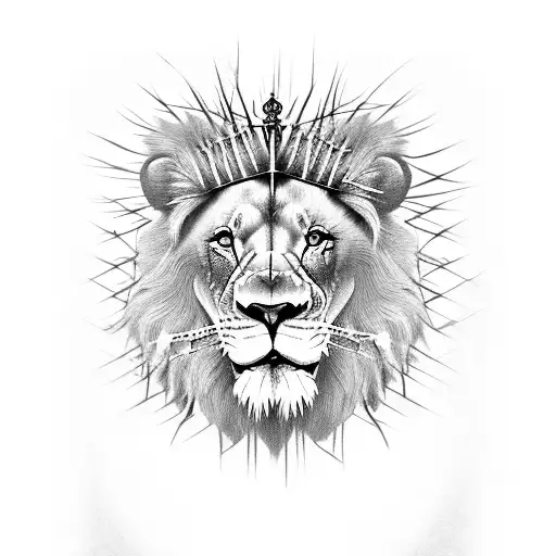Lion With A Cross And Crown Of Thorns