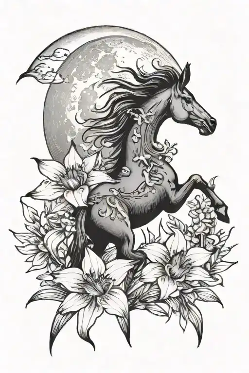 Moon With Two Tailed Donkey Orchid