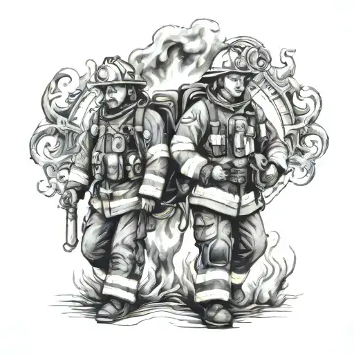 Dad And Son As Firefighters