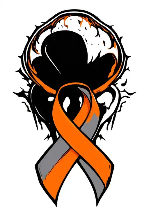 Kidney Cancer Orange Ribbon Intertwined With Strength Symbol