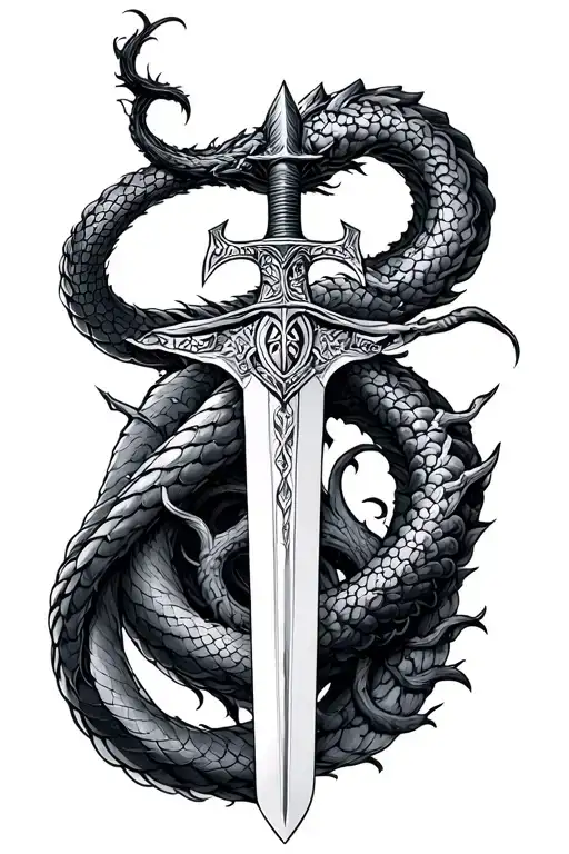 Viking Long Sword With Jormungandr And Yggdrasil Intertwined
