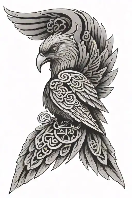 A Celtic Bird With Wings Spread