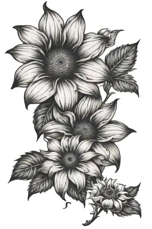 Lilly And Sunflower Half Sleeve Tattoo Design